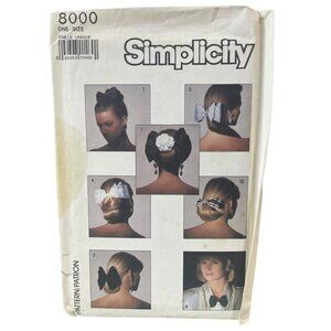 Simplicity 8000 Hair Bow Sewing Pattern One‎ Size Vintage